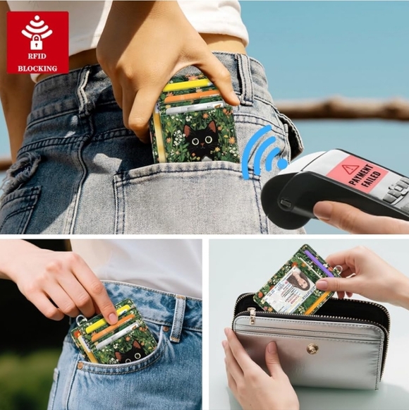 Floral Cat Wallet with Card Slots - Picture 6 of 7